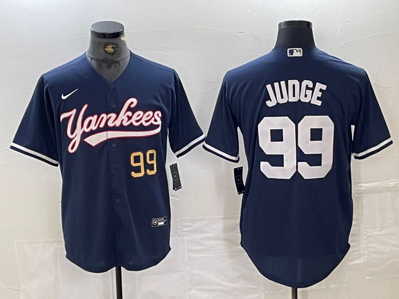 Men New York Yankees #99 Judge Dark blue Second generation joint name Nike 2024 MLB Jersey style 2
